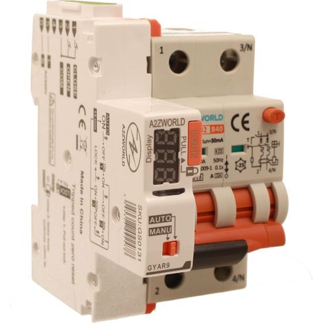 RCBO Interruttore Magnetotermico Differenziale Con Riarmo Automatico, Tipo A - SI Curva B 2P Veri 3M 6000A 30mA, AC 230V IP20 PL8M2, 3 Tentativi (10s/60s/300s), Corrente Disponibili 6A 10A 16A 20A 25A