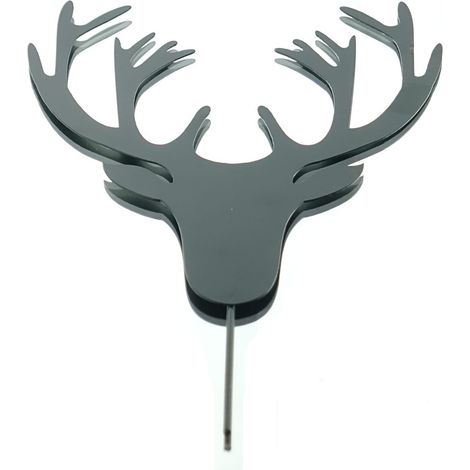 Weihnachtsstecker Hirschkopf Schwarz 26 cm - Metall