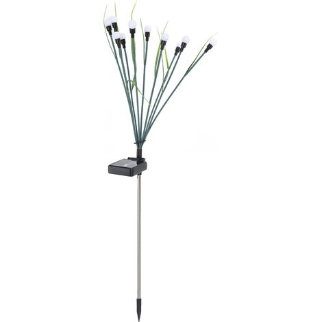 Lampe solaire de jardin LED décorative oscillante, étanche IP65, rechargeable, idéale pour Noël, mariages et fêtes. 10 têtes, lumière blanc chaud, poteau vert. (1/5)