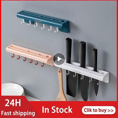 Support mural magnétique pour couteaux et ustensiles de cuisine, sans perçage, 4 couleurs, bloc de rangement pour couteaux et outils de cuisine. (1/2)
