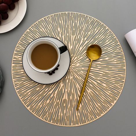 Set de table rond à 4 compartiments - Set de table européen creux et isolant - Set de table décoratif pour la maison - Set de table western - Set de table décoratif pour mariages et fêtes - Doré (1/3)