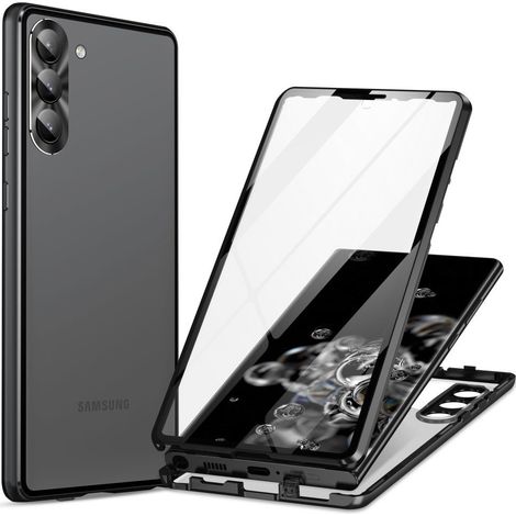 Custodia per Samsung Galaxy S23 Plus, con doppio vetro magnetico, nera. (1/5)
