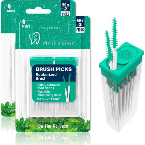 Brossettes Interdentaire 0,8 mm Silicone Souple Goût Menthe, Brossette Dentaire pour Nettoyage des Espaces Dentaires et Appareils, Cure Dent Plastique avec Boîte de Rangement (1/5)