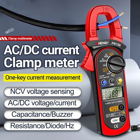 ANENG PN106 Multimetro digitale a pinza, 4000 conteggi, selezione automatica della portata, induzione di tensione NCV, display LCD portatile, misurazione di corrente AC/DC, resistenza, capacità, frequ (1/5)