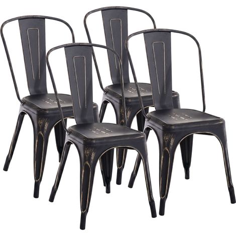Set di 4 sedie Benedikt nero-oro