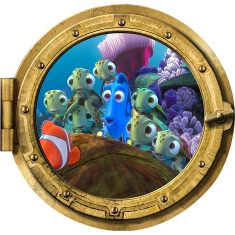 3D-Wandbild 43 cm x 43 cm U-Boot-Motiv mit bunten Fischen für Zuhause