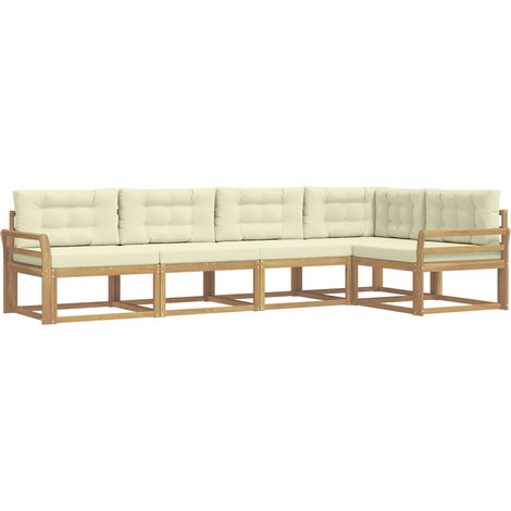 Outdoor Sofa Set 4 pcs White and Cream Polyester vidaXL (1/5)