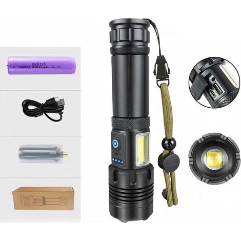 100.000 Lumen LED-Taschenlampe – 6800 mAh Akku – IPX6 wasserdicht – 7 Leuchtmodi – Für Camping und Notfälle