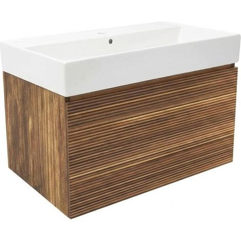 Meuble de salle de bains - Naturel - Elsa - 1 tiroir avec vasque SAT Infinitio 79x35x45,5 - placage ébène - ebenová placage (1/3)