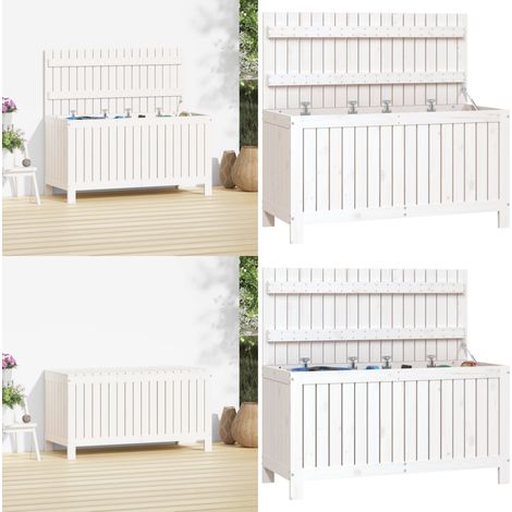 Gartentruhe Weiß 115x49x60 cm Massivholz Kiefer - Gartentruhe - Holzkiste - Gartenaufbewahrung - Kiefernholz Möbel - Outdoor Box - Home & Living (1/5)