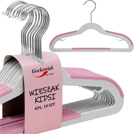 Cintres pour enfants KIDSI, lot de 10, gris et rose (1/5)