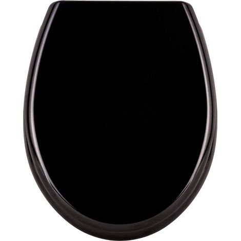 WC-Sitz mit Absenkautomatik Toilettendeckel Toilettensitz aus Hartplastik Antibakteriell Klodeckel aus Duroplast Universal Größe(Schwarz) NAIZY (1/5)