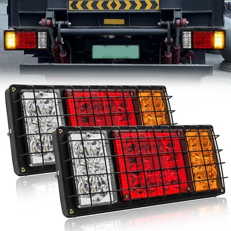 Feu Remorque LED 24V,36-LED Feux Arrières Remorque Clignotant de Position Stationnement Feux de Frein Arrière pour Remorque Véhicule Caravan Camion Tracteur,2pcs (Modèle E) (1/5)