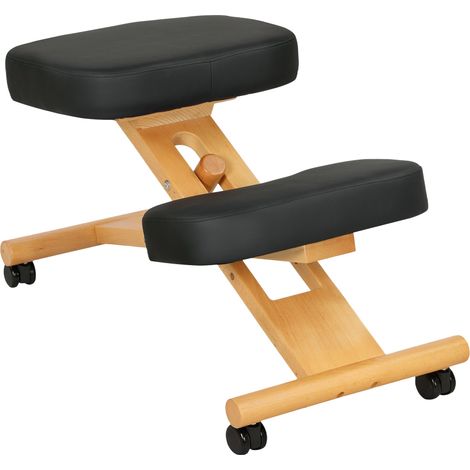 Sedia Ergonomica Posturale con Inginocchiatoio Altezza Regolabile 42x70x42-52 cm in Legno Nero (1/5)