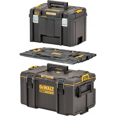 DEWALT Set de cassette degli attrezzi con piastra di adattamento tra il sistema T STAK e il sistema touch (composto da cassetta TOUGHSYSTEM DS400, de cassetta degli attrezzi profonda TSTAK VI e piastr (1/5)