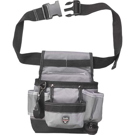 KWB Bolsa de cinturón porta-herramientas de nylon negro y plata (1/5)