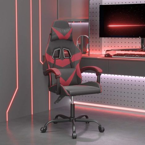 vidaXL Silla gaming cuero sintético negro y rojo vino tinto (1/5)