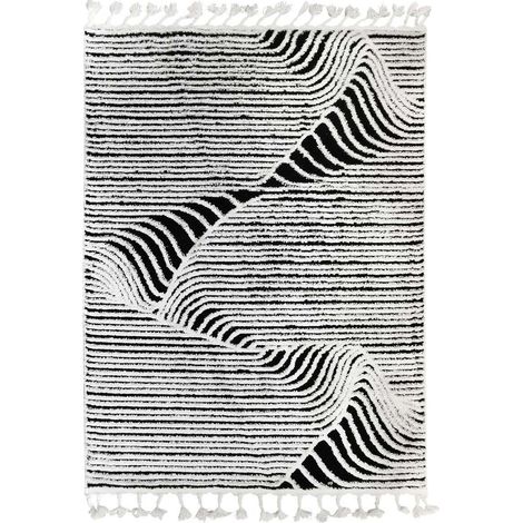 Tapis salon motifs montagnes relief 120x170 cm – 100% polyester – Épaisseur 20 mm – Entretien facile – Label GOTS et OEKO-TEX – Thedecofactory