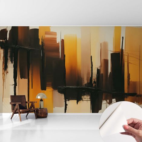 Papier peint adhésif autocollant pour salon chambre à coucher peint imprimé pour mur Bandes verticales 416x254 cm (1/5)