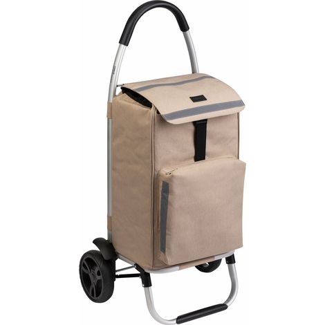 Meister Einkaufstrolley Beige, 54 + 5 L - Klappbarer Einkaufsroller mit großen Reifen & Kühlfach