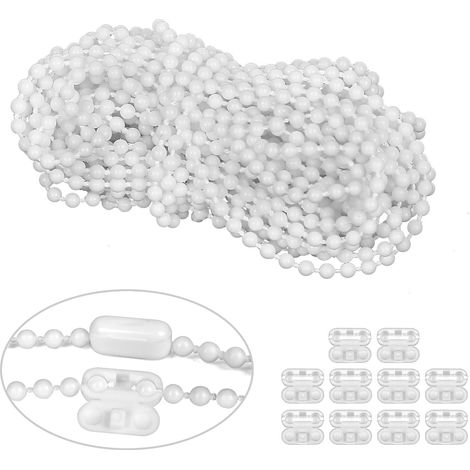 Chaîne de Store 10M avec 10 Connecteurs en Plastique, Accessoires de Remplacement et Réparation pour Store Enrouleur (Blanc) (1/5)