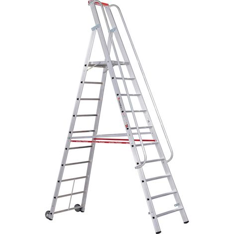 Euroline Premium 32677 Stufenstehleiter mit großer Standplattform 10 Stufen (1/5)