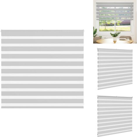 Store zèbre gris clair largeur du tissu 150,9 cm polyester - Store Zébré - Stores Zébrés - Store À Enrouleur Zébré - Double Store À Enrouleur (1/5)