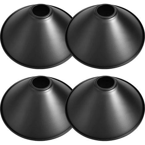Lot de 4 abat-jour coniques noirs mats pour suspension, abat-jour industriel en fer forgé pour îlot de cuisine (1/5)