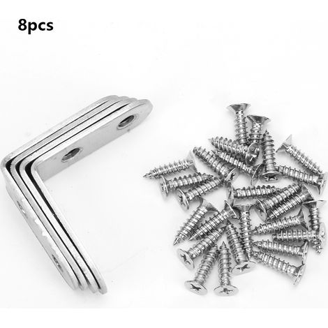 Lot de 8 équerres de fixation d'angle à 90° en acier inoxydable épais pour stratifié (1/5)