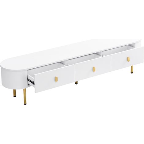 ELVMI Ensemble de Meubles de Salon avec 1 Meuble TV et 1 Table Basse, MDF Blanc et Or (1/5)