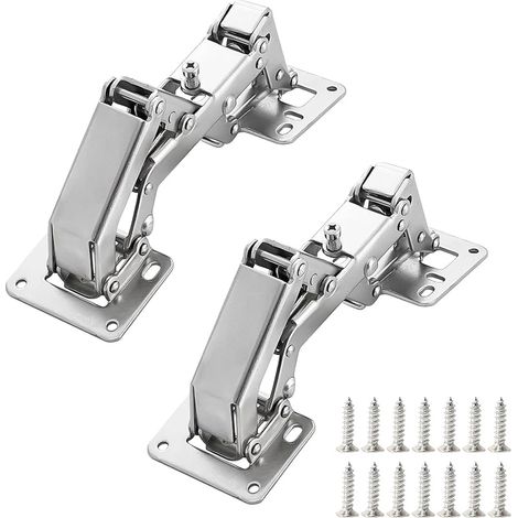 Lot de 2 Charnières de porte pour armoires de cuisine de 170 degrés + 16 vis - Charnières de porte grand angle - Pas de fente requise - Facile à installer (1/5)