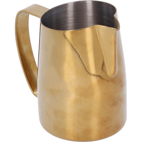 Pichet/tasse à café au lait/latte en acier inoxydable 450 ml, couleur or. (1/5)