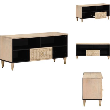 Meuble TV 100x33x46 cm bois massif de manguier - Meubles Tv - Meuble Tv - Support Tv - Unit Tv - Meuble Salle Séjour (1/5)