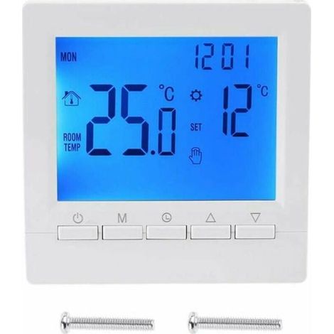 Thermostat mural intelligent avec écran LCD pour plancher chauffant - rétroéclairage bleu (1/5)