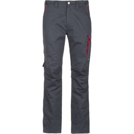 Pantalón de trabajo multipociones Inn-Lever DUCATI - 100% algodón 270 g/m² - gris natural/rojo (1/2)