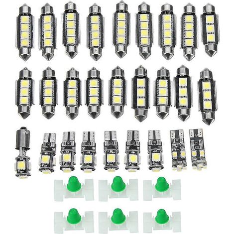 Kit de 27 éclairages LED blancs pour intérieur de voiture Mercedes-Benz avec 50 clips de fixation pour moulures de portières extérieures BMW (1/5)