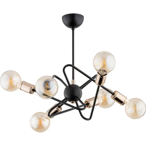 Plafonnier design métal VIRGINIA noir/cuivre 6xE27 Alfa (1/2)