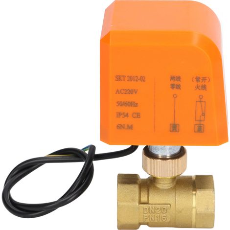 Vanne à bille motorisée 2 voies, 2 fils, normalement ouverte, avec interface DN20, 220 V CA (1/5)
