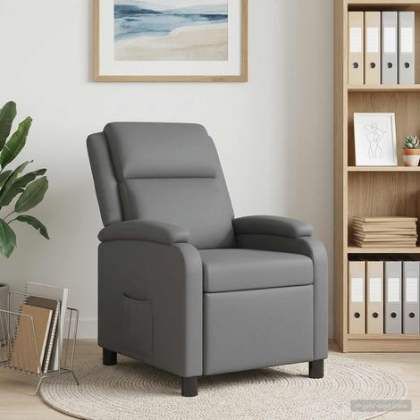 vidaXL Recliner Gris Cuero sintético (1/5)
