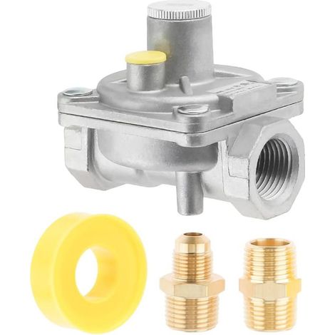 Régulateur de pression de gaz 1/2 po, régulateur de pression d'échange de gaz naturel et liquéfié avec 2 adaptateurs de conversion NPT en laiton 1/2 po (1/5)