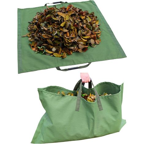 Green Foldable Garden Garbage Bag 2 in 1 Durable Reusable Waterproof Oxford Waste Bag Green zip Type (1/5)