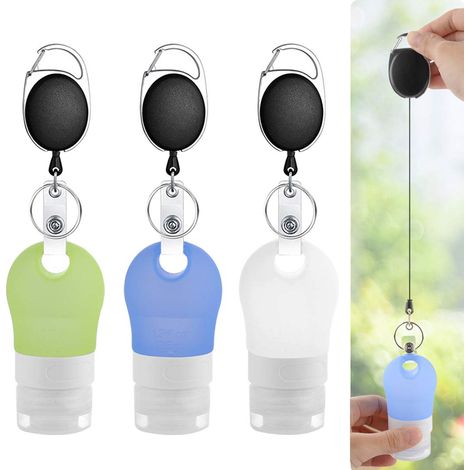 3 Bouteilles Voyage Vides pour Gel Hydroalcoolique, Distributeur Portable avec Cordon Élastique, Lot de 3 pour Toilette (1/5)