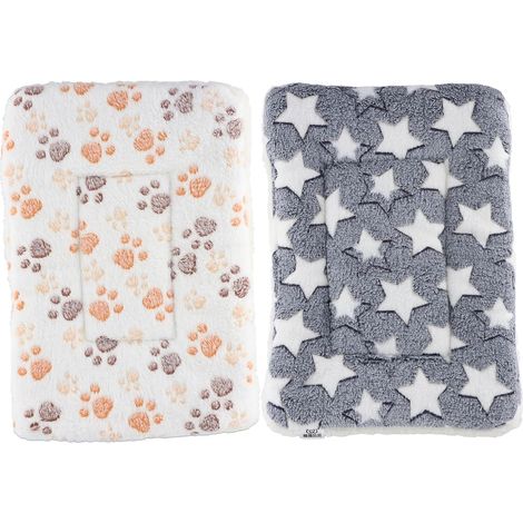 2 Piece Rabbit Rug, Warm Plush Guinea Pig Rug, 15.7 x 30 cm Plaid Rabbit, Plush Bed for Small Animals, Suitable for Kittens, Rabbits, Squirrels, Guinea Pigs, Hamsters (Cream White, Grey) (1/5)
