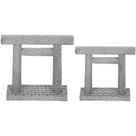 Statues miniatures de portail en pierre grise, décor d'aquarium pour la maison et le bureau (lot de 2) (1/5)