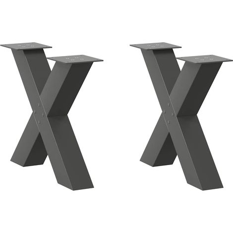 Couchtischbeine X-Form 2 Stk. Anthrazit 60x(42-43) cm Stahl