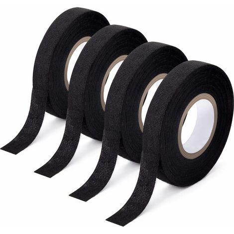 Ruban Adhésif Isolant Noir, 4 pièces 15 mm x 15 m Ruban Tissé Ruban Adhésif Imperméable Duct Tape pour Faisceaux de Câbles Ruban Adhésif Électrique Lefou (1/5)