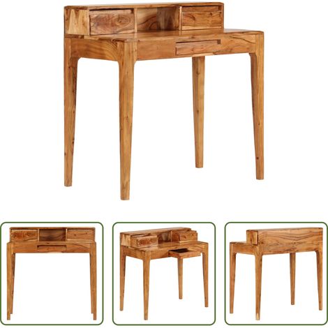 Bureau en acacia - Bureau avec tiroirs Bois massif 88 x 50 x 90 cm (1/5)