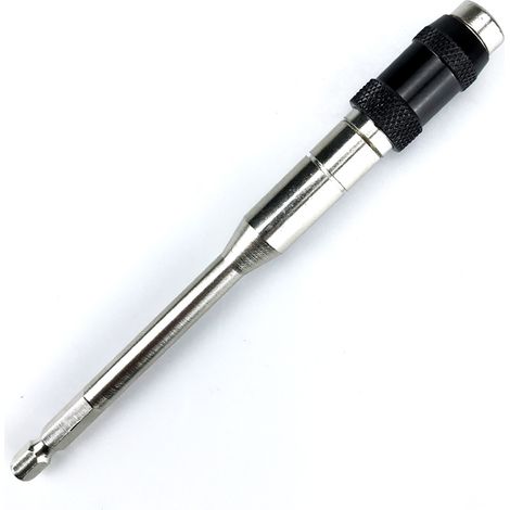 Rallonge pour embout de tournevis multi-angles, version étendue, tournevis électrique magnétique puissant, poignée hexagonale, rallonge autobloquante à dégagement rapide, noir et argent (long). (1/5)