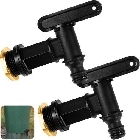 2 Robinets de Citerne d'eau Robinets de Réservoir d'eau à Encliqueter Connecteur de Baril de Pluie 3/4 BSP Tuyau de Réservoir de Stockage de Bout d'eau Pièces de Remplacement de Ro (1/5)