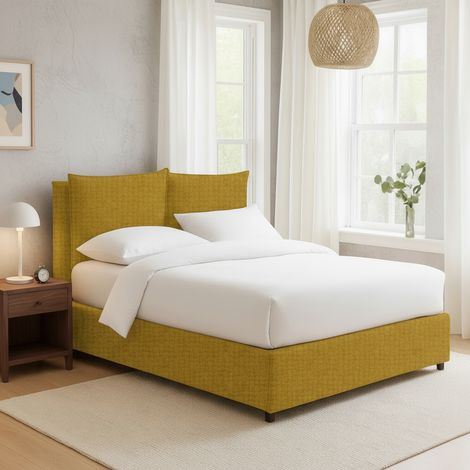 Letto Matrimoniale Formby, Sfoderabile, Contenitore Made in Italy, Giallo Ocra (1/5)
